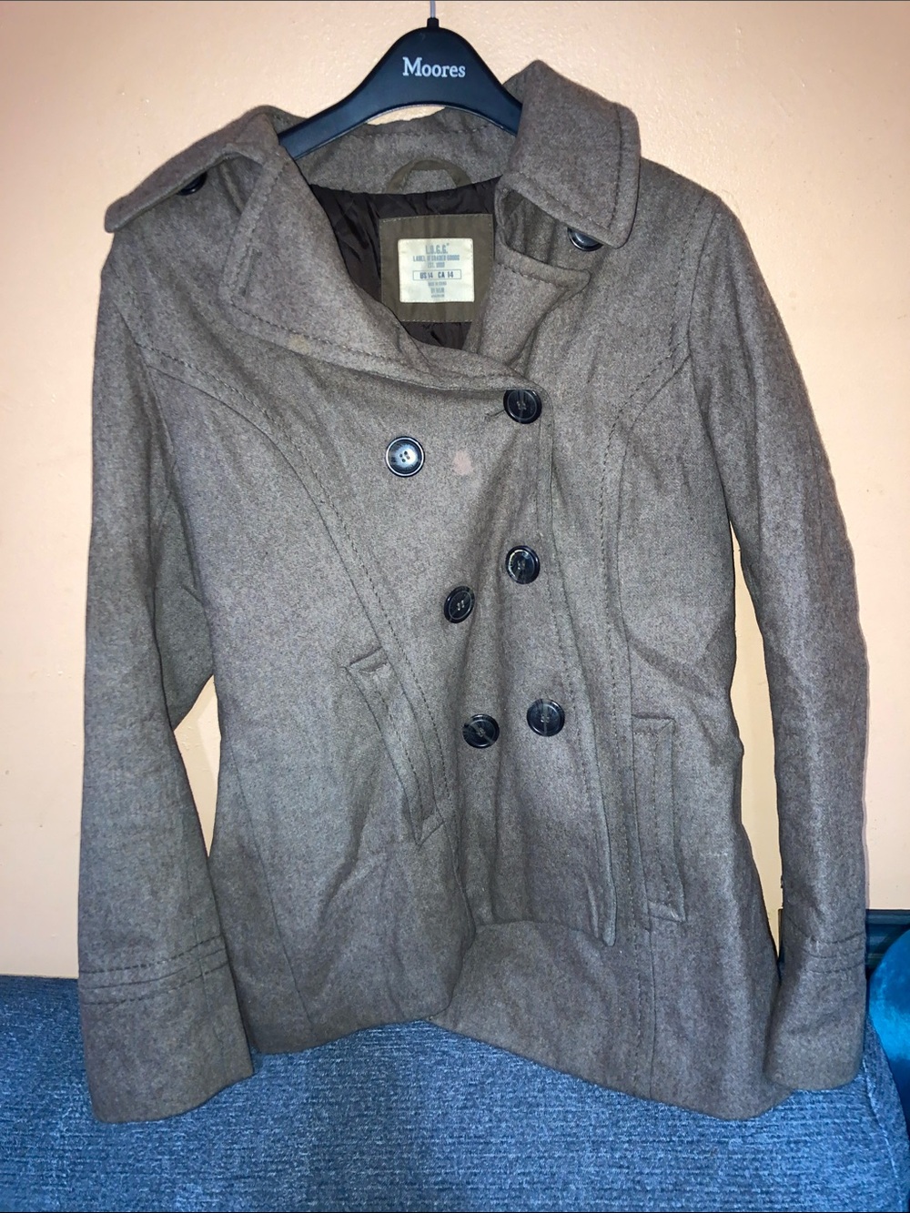 Casual Double-Breasted Taupe Pea Coat